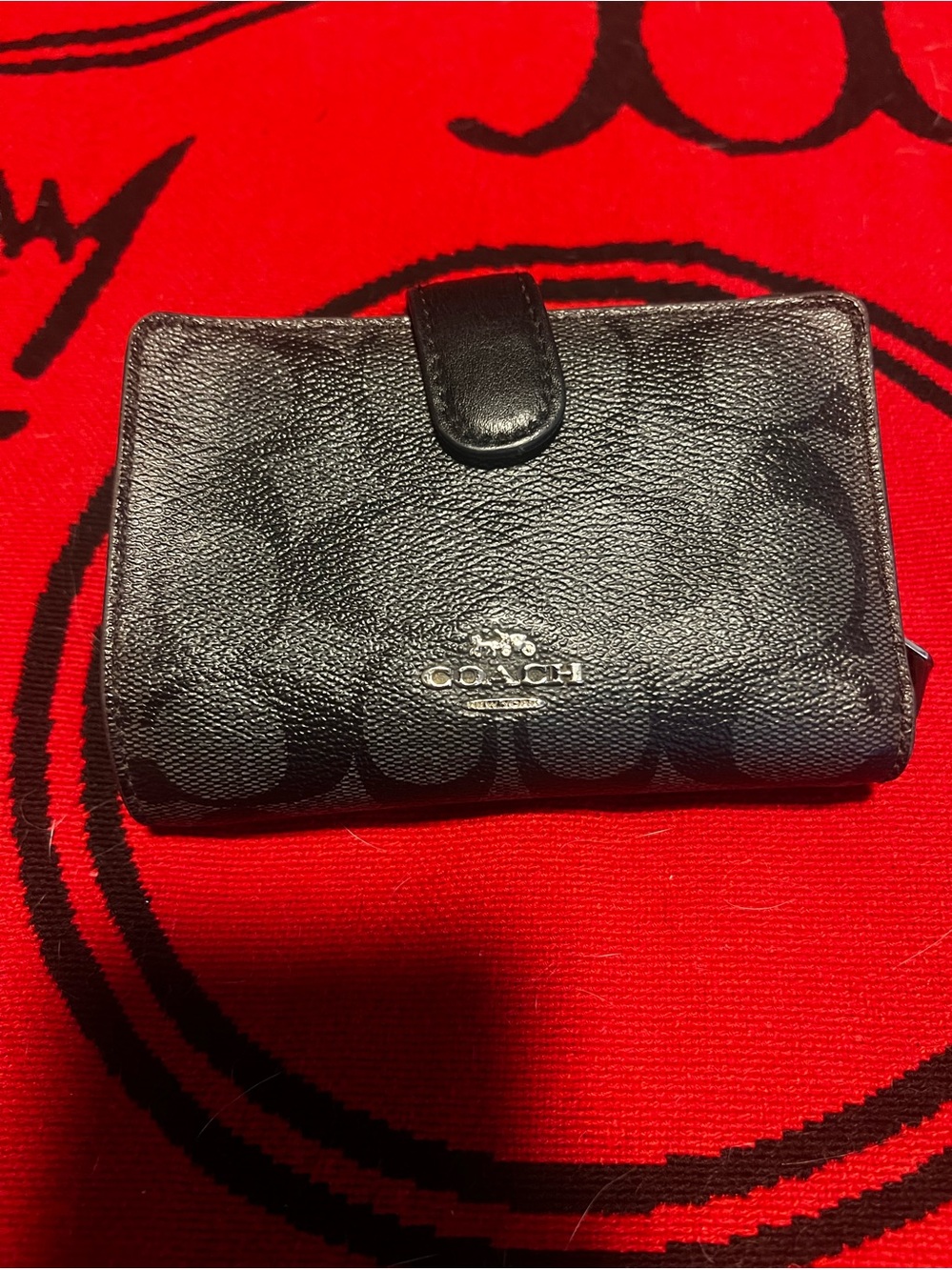 Coach Wallet - Black Logo with Silver Hardware